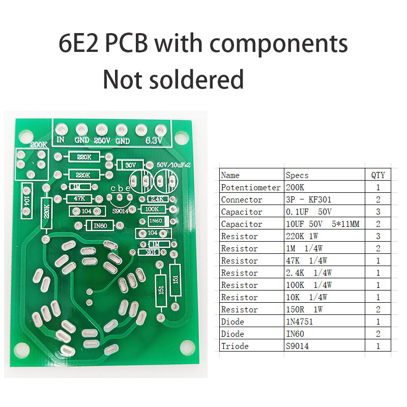 Magic eye VU meter indicator tube bare pcb for EM80 6E2 EM87 with ...